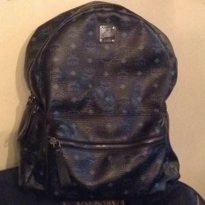 Leather Silver Pendant MCM Bookbag